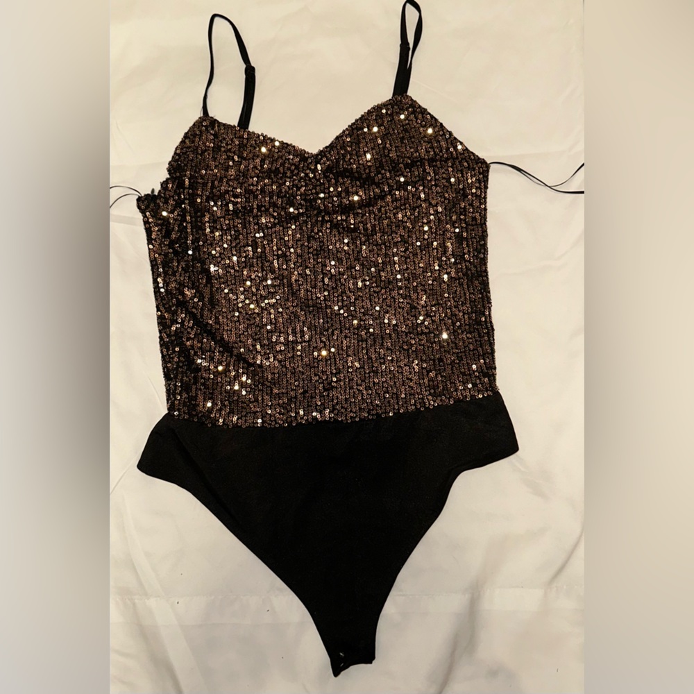 Sequin Bodysuit with Black Bottom